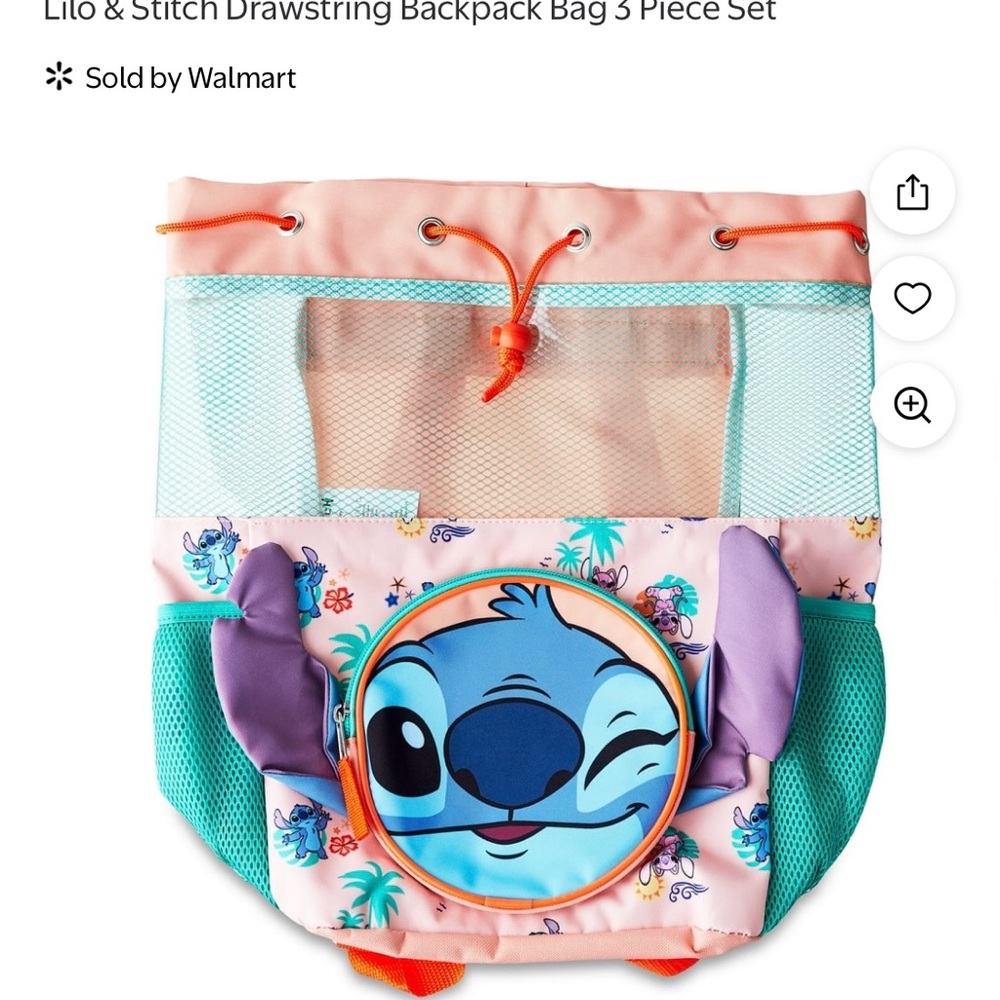 Disney Lilo & Stitch Kids Drawstring Backpack - Pink and Blue